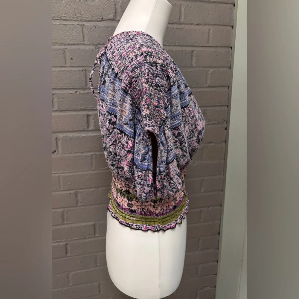 Free People NWT Multicolor Patterned Bohemian top